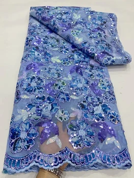 Французские кружевные ткани Высокого качества, Новинка 2023 года, Свадебное платье с пайетками, женское платье с высокой сеткой в нигерийском стиле, тюль с африканской вышивкой