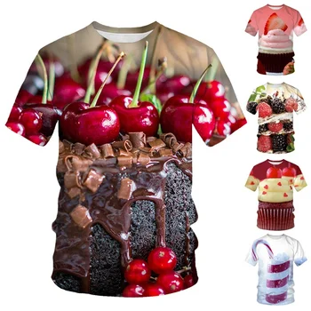 Футболка с 3D принтом Funny Cake Dessert, мужская модная повседневная футболка