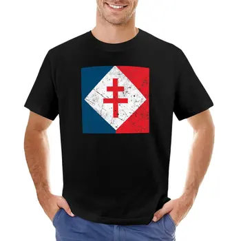 Футболка с винтажным флагом Лотарингского креста, футболки на заказ, создайте свою собственную мужскую одежду с футболками большого размера