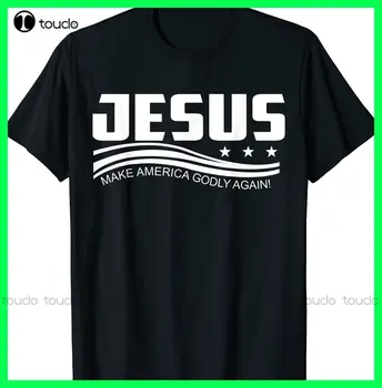 Христианский Любовник - Иисус Снова Сделает Америку Благочестивой Футболка S-5Xl Хлопчатобумажные Уличные Простые Винтажные Повседневные футболки Xs-5Xl Уличная одежда