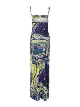 Элегантное платье Макси с V-образным вырезом с цветочным принтом, гофрированным подолом и регулируемыми бретельками-спагетти для летних вечеринок и мероприятий