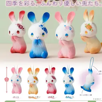 Япония Китан Гашапон Капсульная игрушка Цветочные Кролики Подвески Вишневый цвет Колокольчик Подвеска в виде сумки с цветами Для девочек Благословение На Удачу