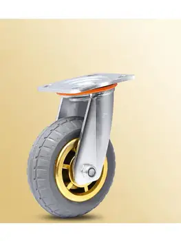 1 Универсальное колесо с 8-дюймовым тормозом, сверхмощный ролик, беззвучная резиновая плоская тележка, амортизация с тормозом